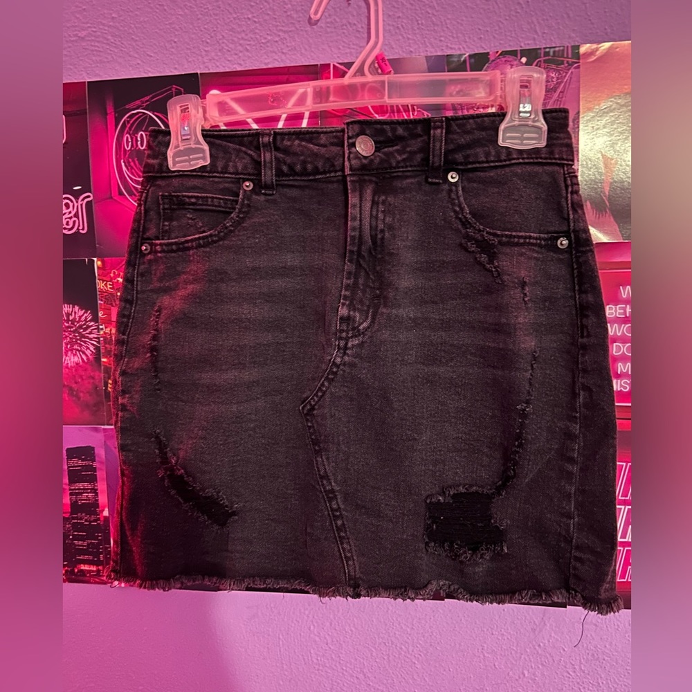 ripped denim skirt